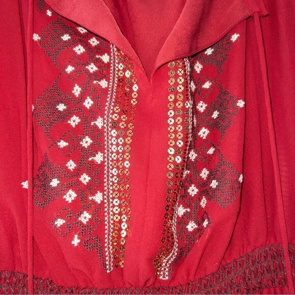 NWT Altuzarra x Target‎ Red Embroidered Georgette Sequin Tassel Peasant Dress 8 - Picture 2 of 9